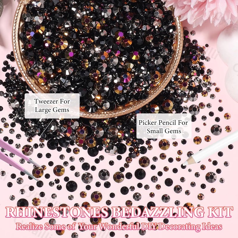 Cynailli 15000 Pcs Resin Rhinestones for Crafts, Black Gold Brown Flatback Resin Rhinestones for Bedazzling Gems 2/3/4/5/6mm Flatback Gems Jewels for DIY Mugs Tumblers Bottles Clothing Shoes Nail Art - Image 4